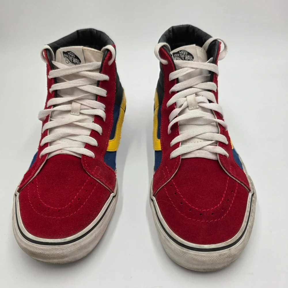 Vans‎ Sk8 Hi High Top Skate Shoes Red Blue Yellow Black Men's Size 10